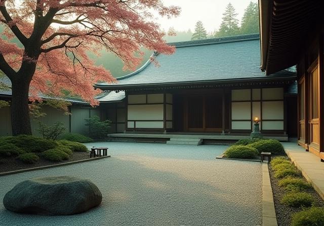 静かな禅寺の朝